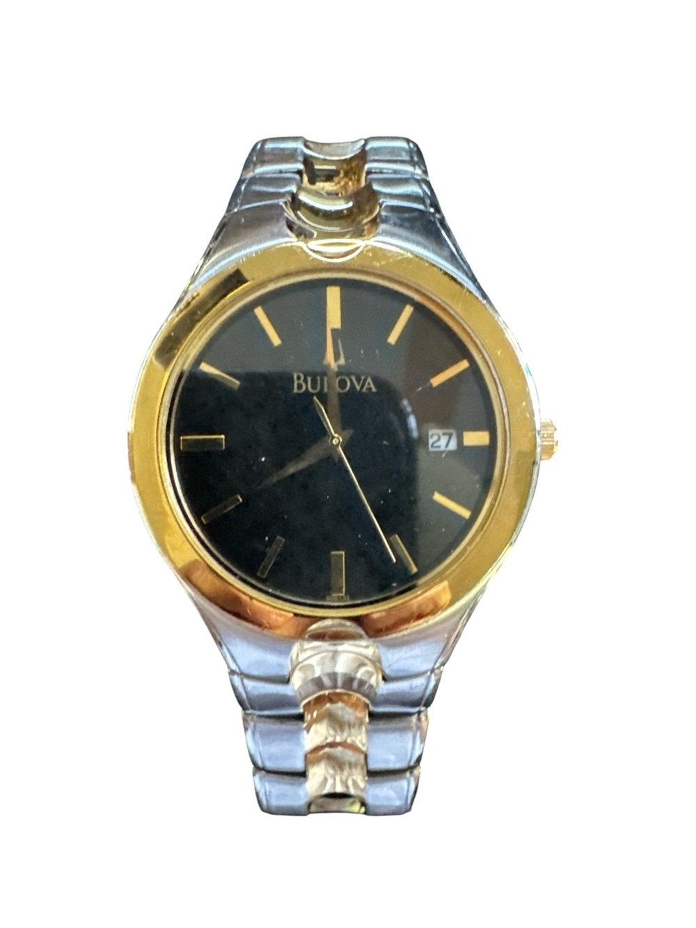 Bulova Two-Tone Gold and Silver Men’s Watch with Black Dial